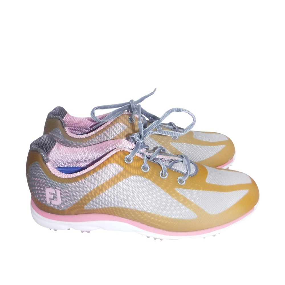 FootJoy FJ EmPower Womens Golf Shoes Grey Gold Pink Spikeless 98000 Size 9 M